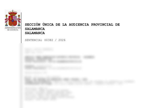 Home | Recupera tu dinero 4 Cabecera de la sentencia 382/2026 de la Audiencia Provincial de Salamanca contra BBVA, sin datos personales