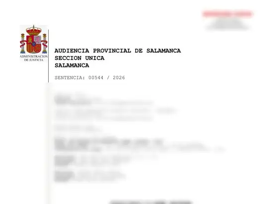 Reclamar tarjeta Leroy Merlin y Alcampo (Oney) 2 Cabecera de la sentencia 544/2026 de la Audiencia Provincial de Salamanca contra Oney, sin datos personales