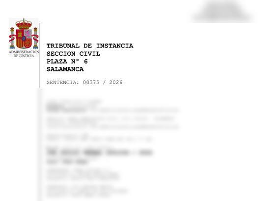 Home | Recupera tu dinero 3 Cabecera de la sentencia 375/2026 en la demanda de Osmar Capital, sin datos personales